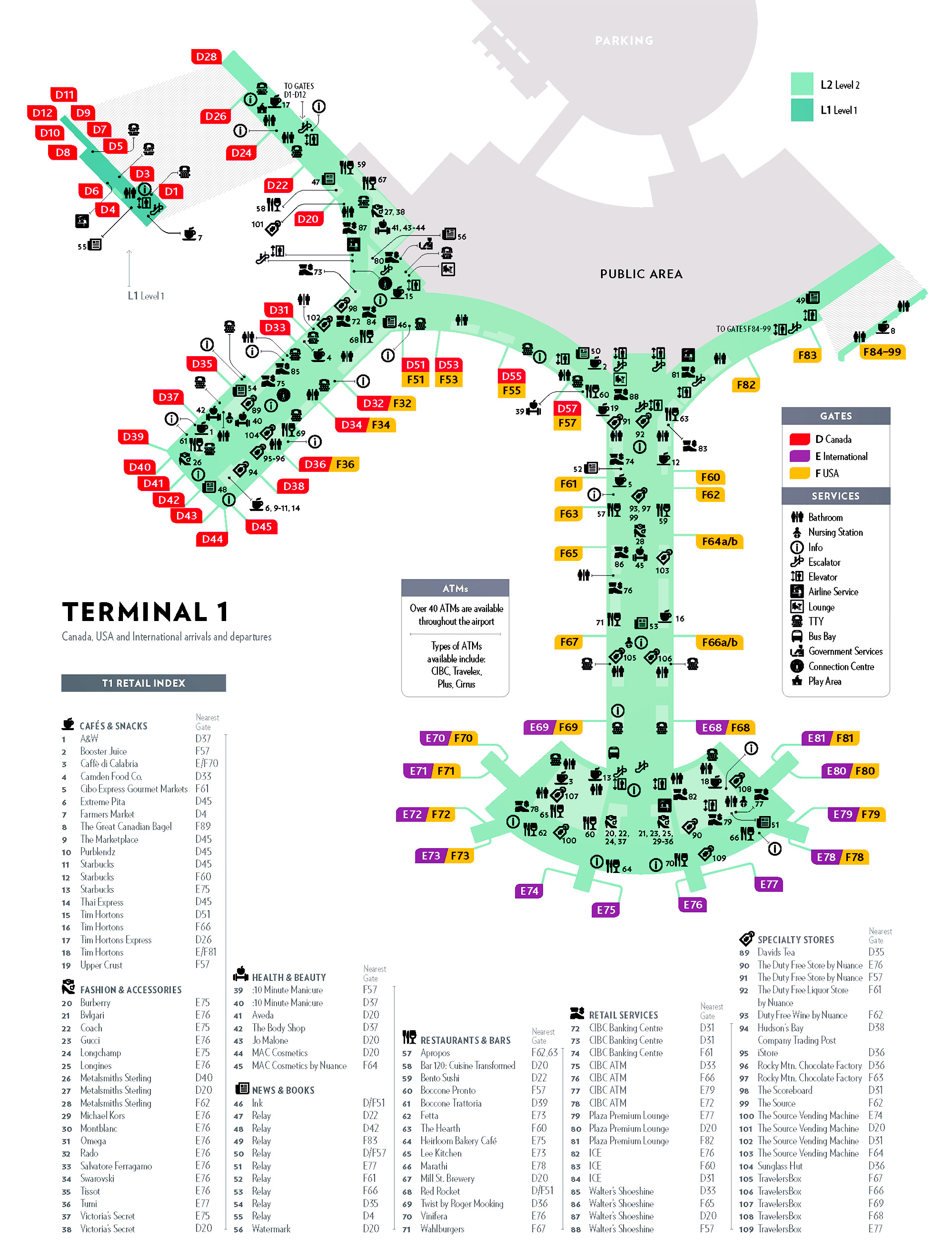 Terminal 1 Toronto Pearson Airport YYZ map