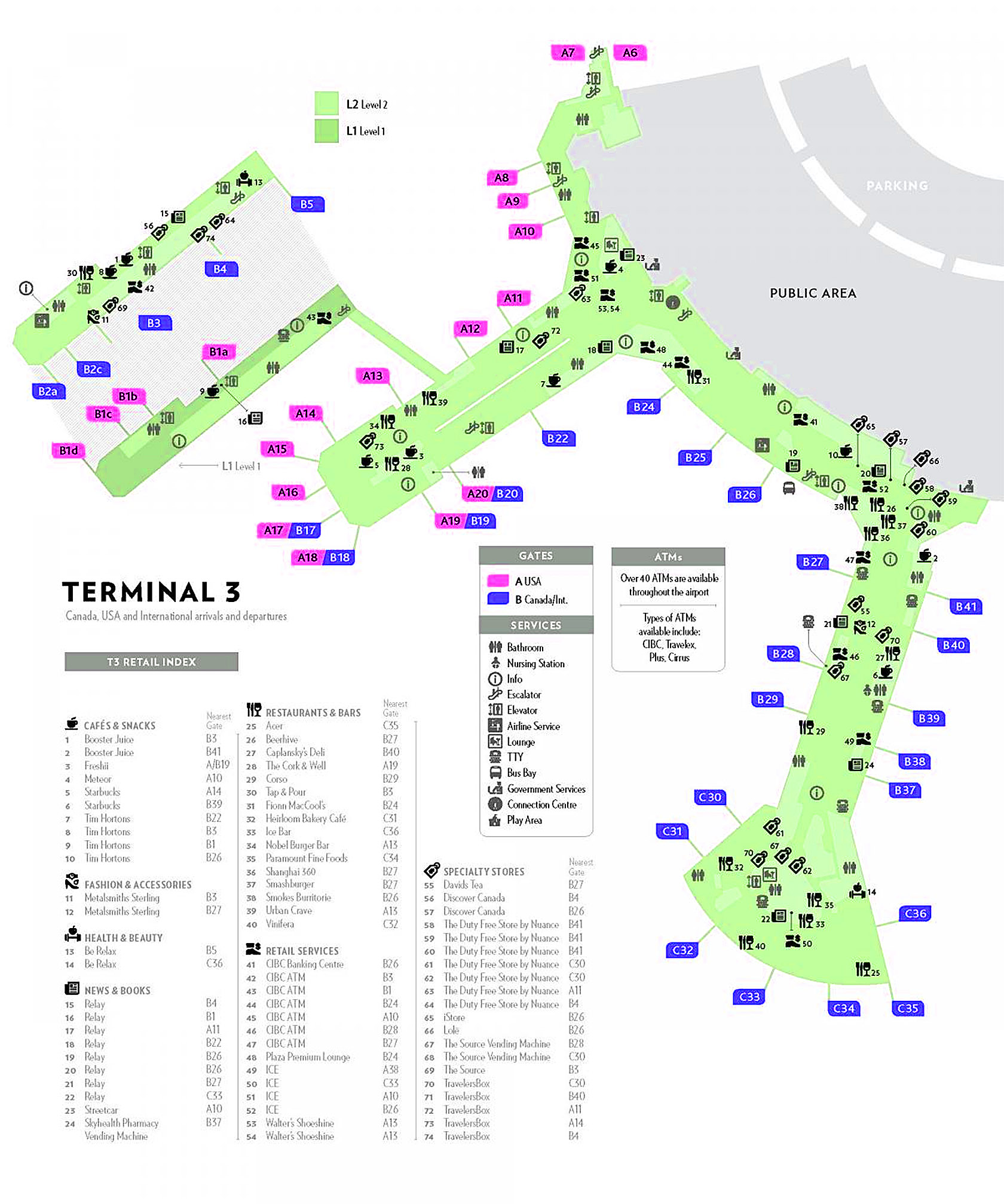 Terminal 3 Toronto Pearson Airport YYZ Gate Map   Terminal 3 Toronto Pearson Airport YYZ 